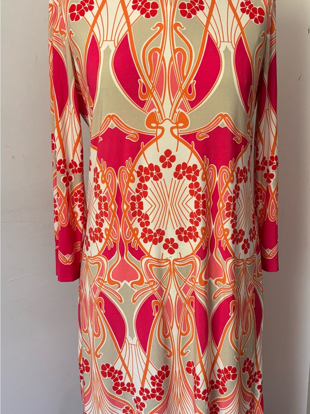 Maggy London Pink, Orange & Cream Graphic Print Top
